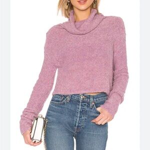 Free People LARGE Cowl turtle neck long sleeve Sweater Lavender light purple